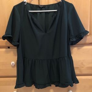 Madewell Dark Green Peplum Blouse